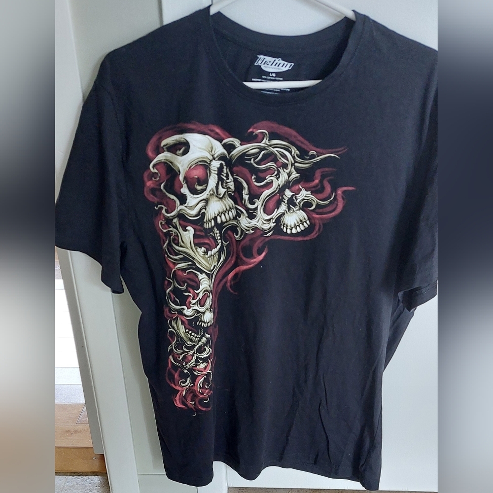 "5$ Add-on" T-Shirt Skulls Print Action Apparel L